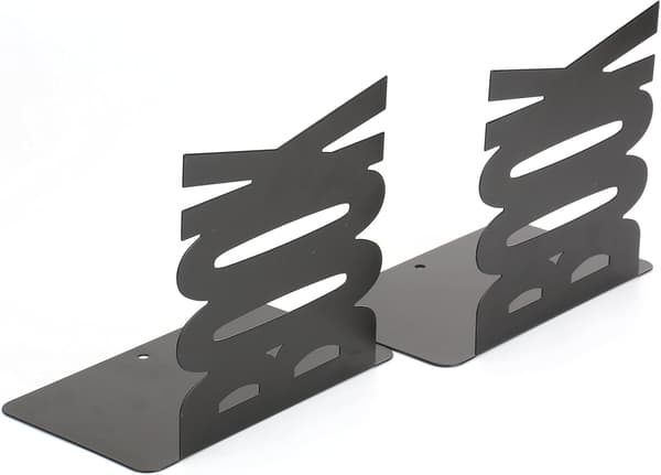 [RM]1 Pair Metal Bookends, Black, Non-Skid