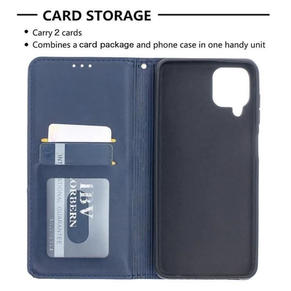 Telefonfodral - FRANCIS-R - Samsung Galaxy A12 - PU-läder - Stötsäkert - Blå Plånbok