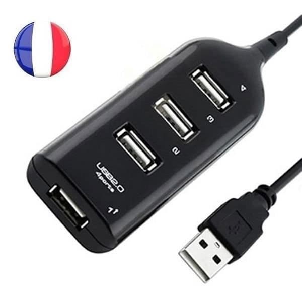 USB 2.0 HUB - SIMPLISIM - 4 porte - Plug & Play - Høj hastighed - Kompatibel med Windows/Mac/Linux