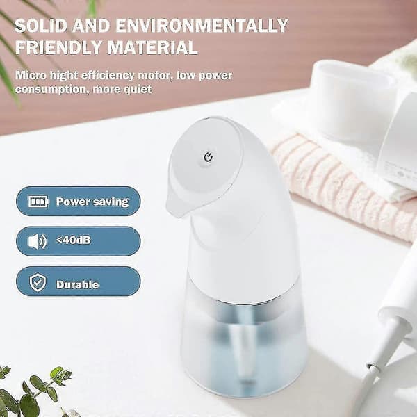 Automatic Soap Dispenser with Infrared Sensor, 450ml Touchless Liquid Sprayer, 2-Level Adjustment with IPX3 Waterproof, for Kitchen/Bathroom (White) H