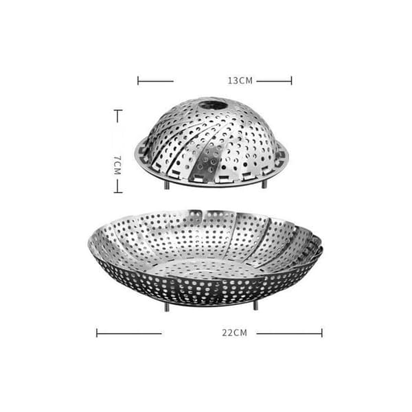 Dampkurv i rustfrit stål, 9\" dampkoger i rustfrit stål til trykkoger, dampkurv, tusindfrydblomstdesign - foldbar