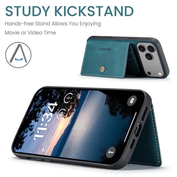 iPhone 17 Pro Skal JEEHOOD Retro Magnetiskt Avtagbart Plånboksfodral Blå