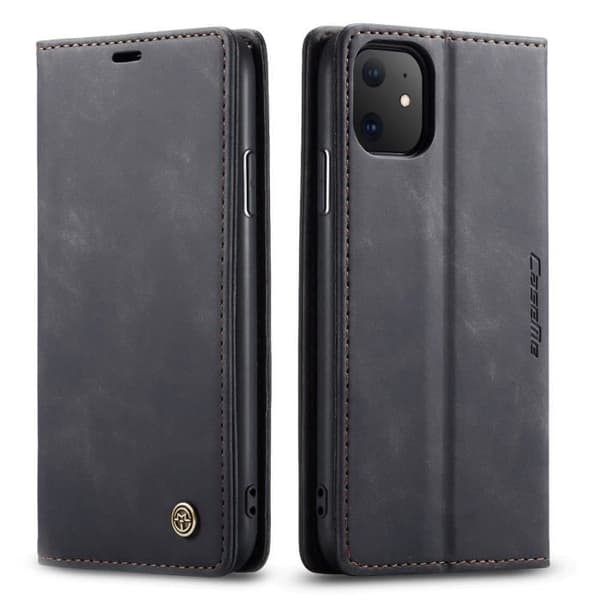 SmartLegend iPhone 11 Fodral, Vikbart Läderfodral, Multifunktionellt, Bärbart, Säkert, Färg: Svart