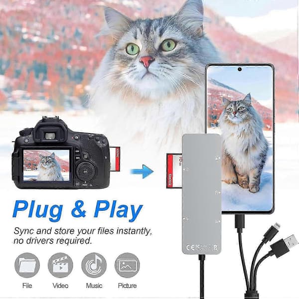 Memory Stick pro Duo-adapter for iPhone - 5 i 1 SD/TF/CF/MS/XD-kortleser