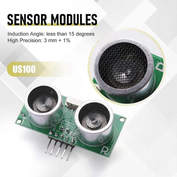 US-100 Ultralydsensor 4-pakning DC 2.4-5V Temperaturkompensasjon Avstandsområde