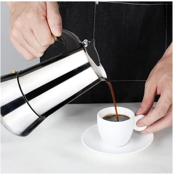 Espressokande i rustfrit stål, 6 kopper, kompatibel med alle varmekilder, 300 ml