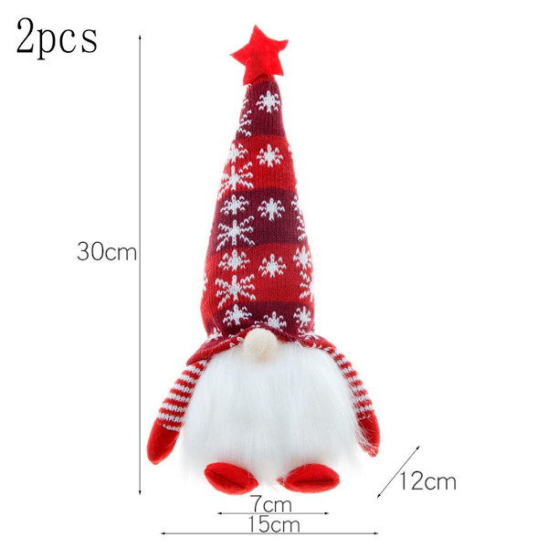 2 stk Lysende Julenisser Julepynt Grå + Rød KLB