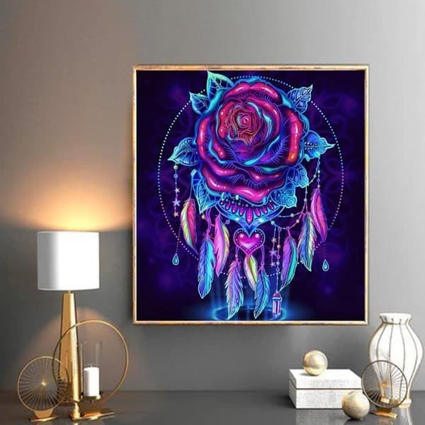 5D Diamantmaling - Drømmefanger - 30x30cm - DIY - Veggdekorasjon