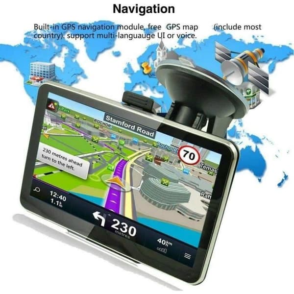 Bil GPS, 7 tommer navigation til bil, lastbil, tunge køretøjer, navigator med HD touchskærm flersproget guide[1]