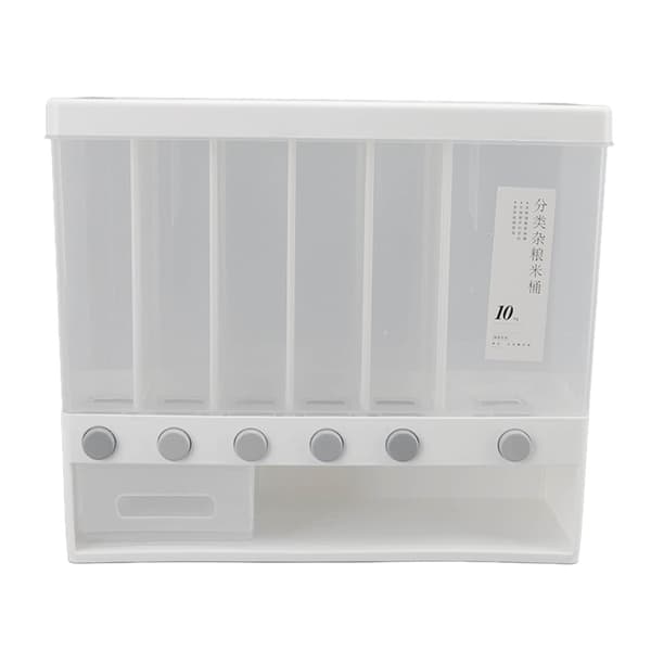 10L Wall Mounted Cereal Dispenser 6 Compartments Pressed Sealed Dry Food Storage Container