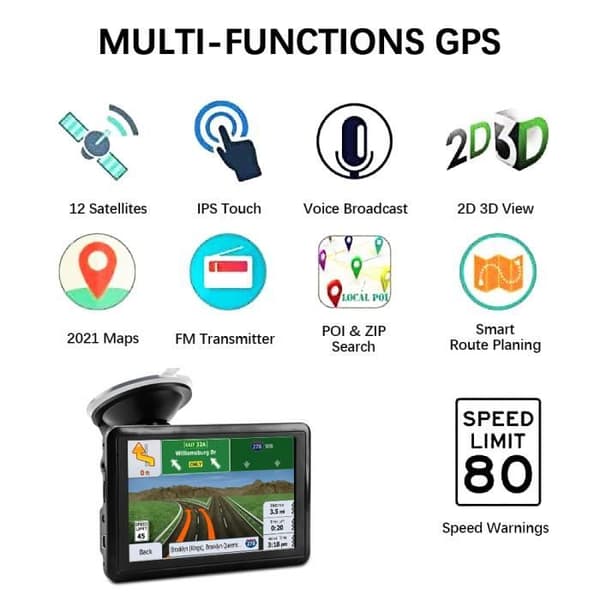 KKMOL 5-tommer GPS-navigator med 47 europæiske kort - Sort