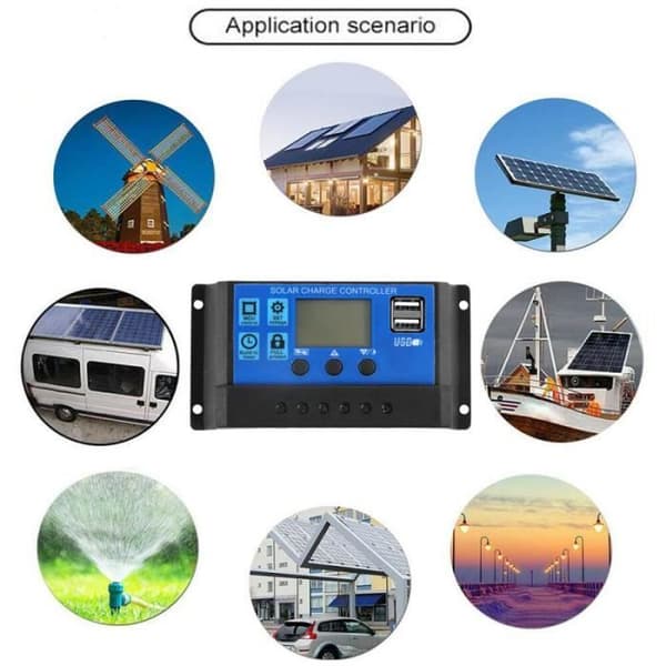 100W solpanelssæt med 2 USB-porte og 30A controller, solcelleoplader til bil, yacht, ure, båd (12V-18V)