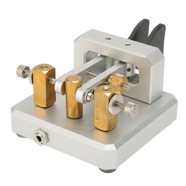 Morse Code Key Dual Paddle Automatic Shortwave Portable CW Morse Telegraph Key for Camping Indoor Silver