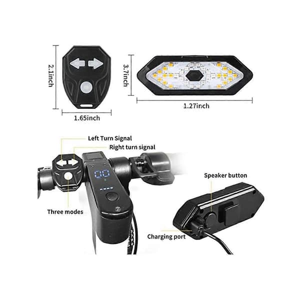 Electric Scooter Turn Signal, Remote Control Bicycle LED Turn Signal/Taillight, Adjustable Direction