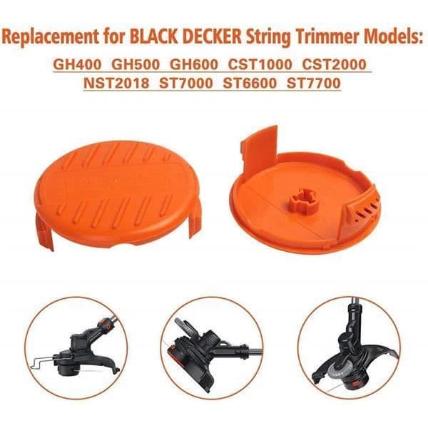 Tilbehør - BLACK + DECKER - RC-100-P - 4 stk. spolehætter - 4 stk. fjedre - Linjebeskyttelse