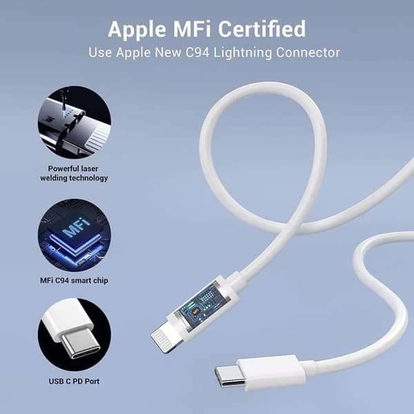 USB-C till Lightning-kabel - AUTHEMENT - 3-pack - MFi snabbladdning - 2M längd - Kompatibel med iPhone 12/13