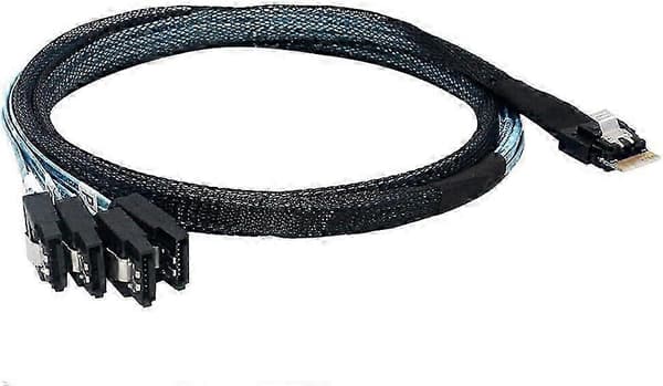 Slimline SAS SFF-8654 4i til 4 Port SATA Højhastigheds Serverkabel 0,5m Sort