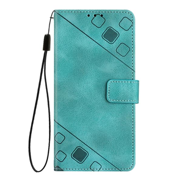 Telefonfodral i präglat läder med hudkänsla Green For iPhone 16 Pro Max
