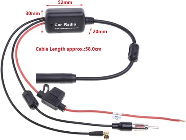 FM/AM DAB DAB+ Bilantenne Signalforstærker Forstærker SMB Hun til DIN Han Adapter 12V Digital Radio Antenne Splitter Antenneforstærker
