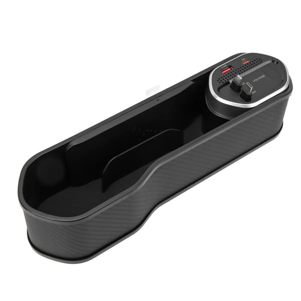 Bilsetekonsoll Sidefyllingsorganisator 2 i 1 Ladeorganisator Universal Setespalte Oppbevaringsboks DC12 til 24V
