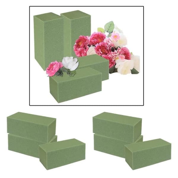 Förpackning med 6 gröna skumlerblock, blomsterskumblock för konstgjorda blommor, växter, arrangemangsblock, grön