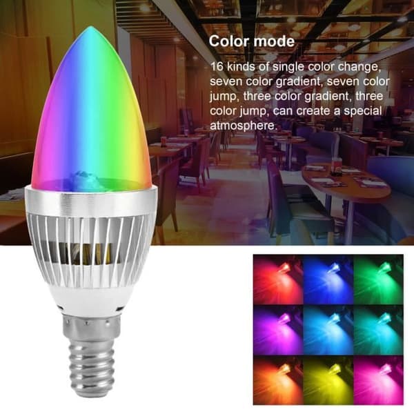 LED-lampa - HILILAND - E14 - 3W - RGB - Infraröd fjärrkontroll