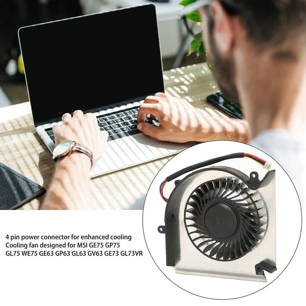 CPU GPU Kjølevifte Erstatning Kompatibel med MSI GE75 GP75 GL75 WE75 GE63 GP63 GL63 GV63 GE73 GL73VR 4 Pin DC 5V 0.55A GPU Vifte GPU Vifte Solid Normal