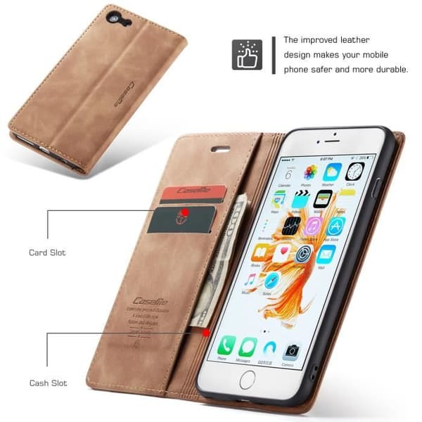SmartLegend iPhone 6 Plus/6s Plus Plånboksfodral i Läder [Magnetisk] Flip Plånboksfodral, Brun