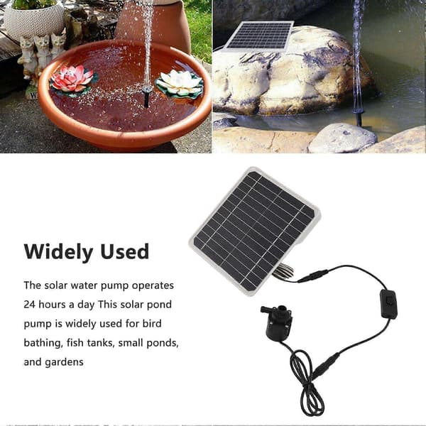 50W Solar Powered Water Pump Solar Panel Kit 24 Hours Operation Solar Panel Water Fountain Pump Kit with Switch Adjustment for Bird Baths Fish Ponds