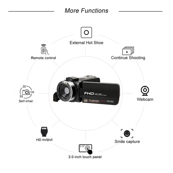 3,0 tommer HD 1080P 24 MP digitalkamera (standard)