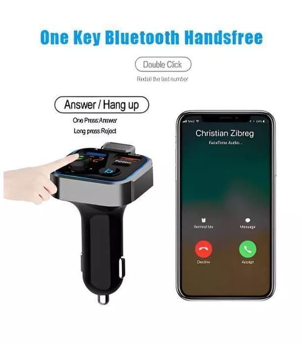 Bil Bluetooth FM-sender 5.0, 20W PD + 18W QC3.0 Hurtigoplader, Understøttelse af dyb bas, USB-flashdrev, Håndfri opkald