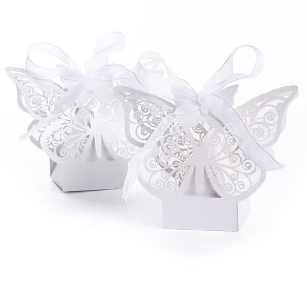 Presentask - QIFULL - 50 st - Vit - Papper och band - 4,5x4,5 cm