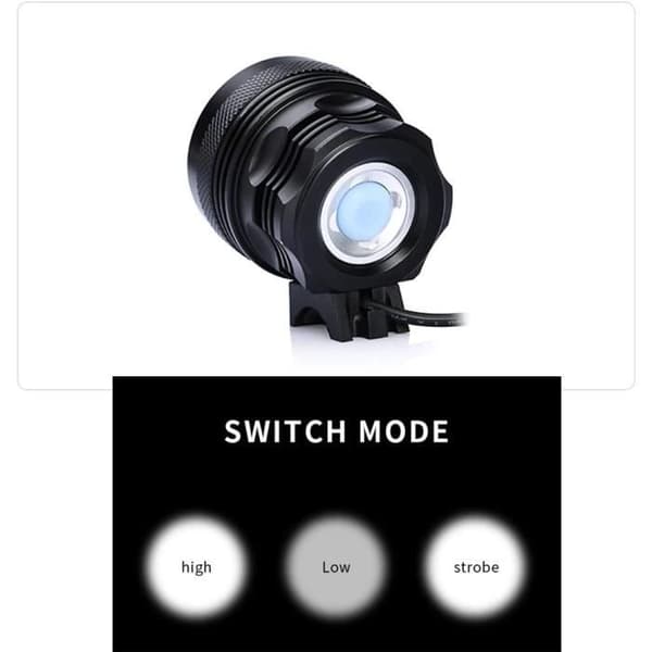 Cykellygte - 9400 Lumen - 12xT6 LED'er - 3 Tilstande - Batteridrevet - Sort