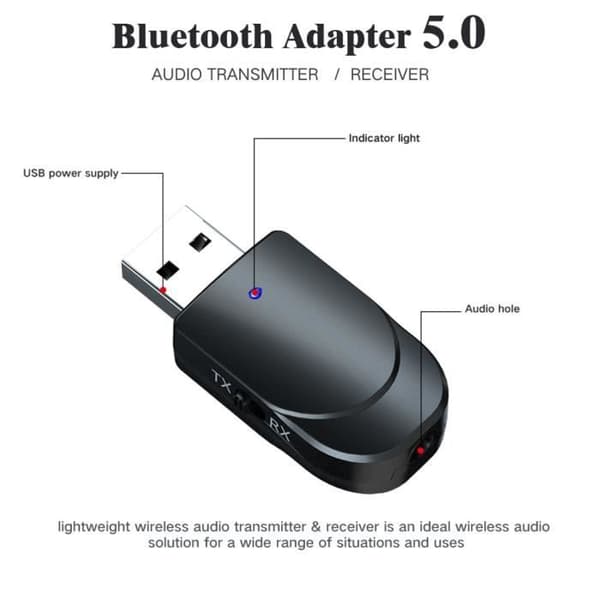 Bluetooth-adapter - SURENHAP - KN330 - Audio-sender/modtager - Bluetooth 5.0 - 10m rækkevidde