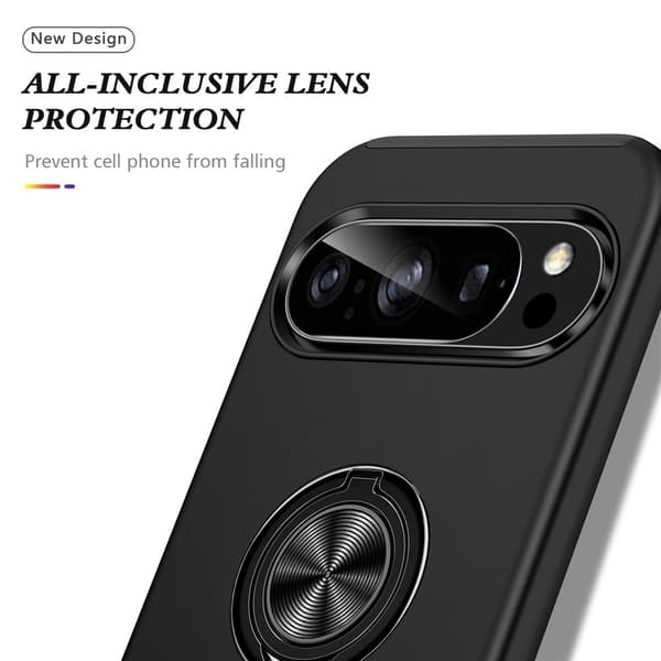 Til Pixel 10 Pro / Pixel 10 Cover Hybrid cover med Fingerring - Sort Svart black
