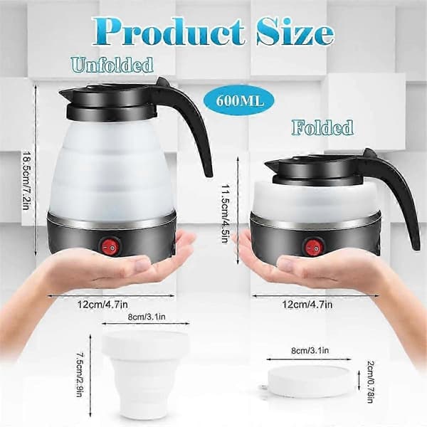 Foldbar Kedel, 600 ml Campingkedel Mini Rejsekedel Foldbar Silikonekedel med Foldbare Kopper