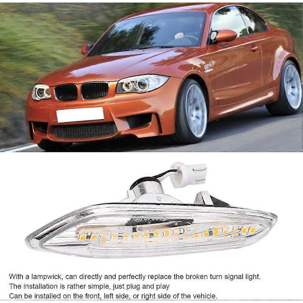 12V 5W auton LED-sivujarruvilkku E82 E88 E60 E61 E90 E91 E92 E93 (läpinäkyvä)
