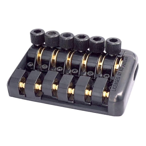 6-string electric guitar bridge with integrated string holder