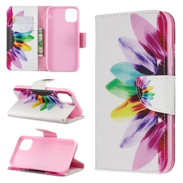 iPhone 11 Fodral - med Stativ PU Läder Plånbok Skyddsfodral för iPhone 11 (6.1\") - Blomma
