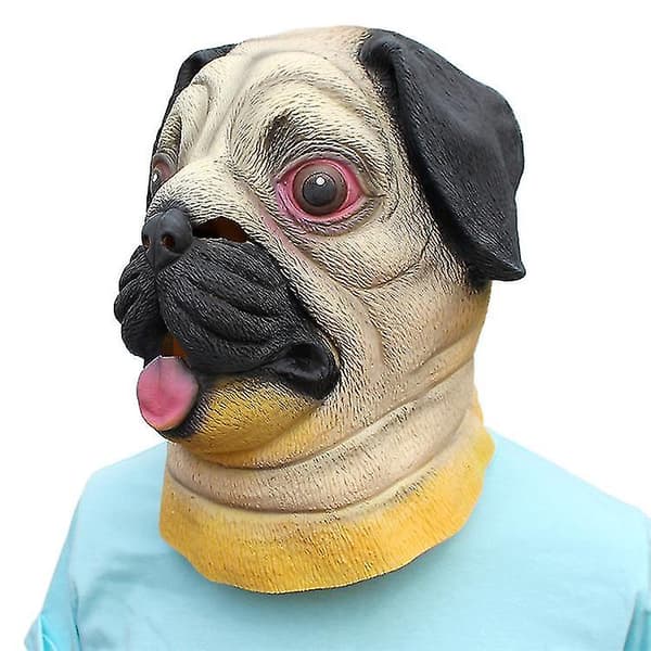 Halloween Latex Dyre Mops Maske Hodeplagg