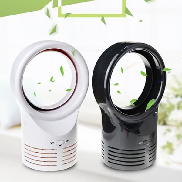 6W Lydløs Bladløs Ventilator, Lydløs Skrivebordsventilator, 2-Hastigheds Lydløs Bordventilator, 12V-1A