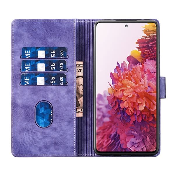 Etui til Samsung Galaxy S20 FE / S20 FE 5G, PU læder flip-etui, magnetisk pung, violet