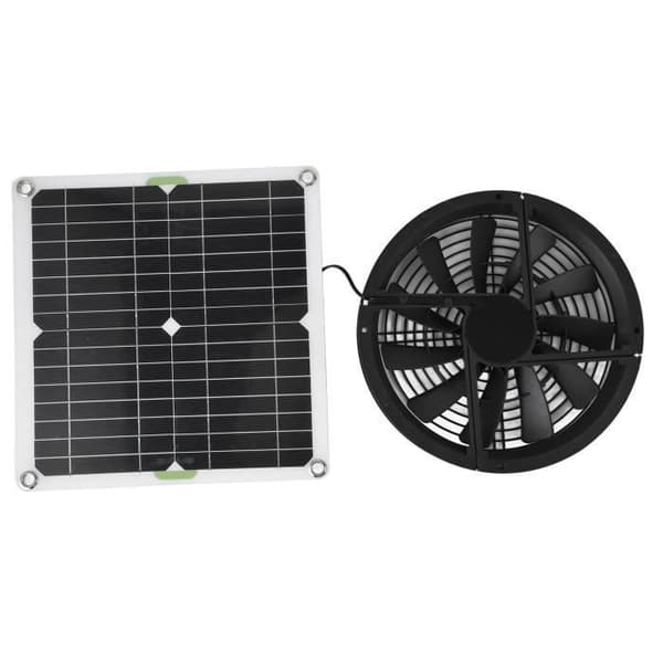 Zerone Solar Växthusfläkt Kit 10in 100W Vattentät Solpanel Rund Kåpa