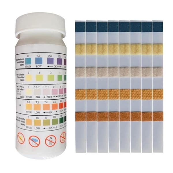 5-i-1 Vandkvalitetsteststrimler - VVIKIZY - 50 Tests - pH, Klor, Alkalinitet, Hårdhed