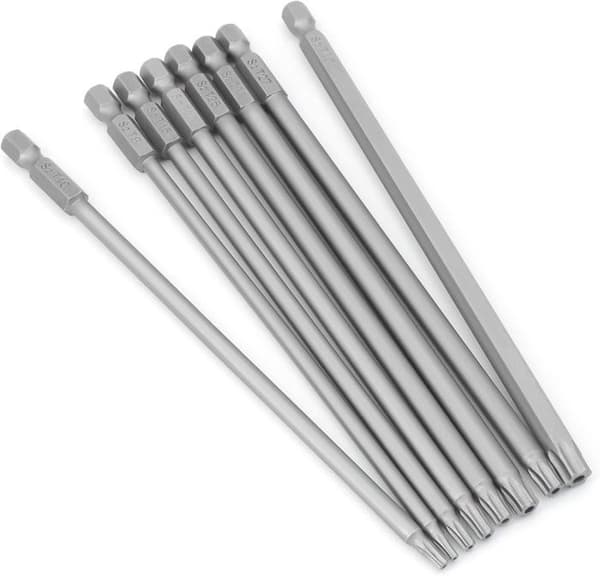 Lange Torx Bits - KCVV - 150mm - S2 Legeret Stål - 8 Stykker - Magnetisk