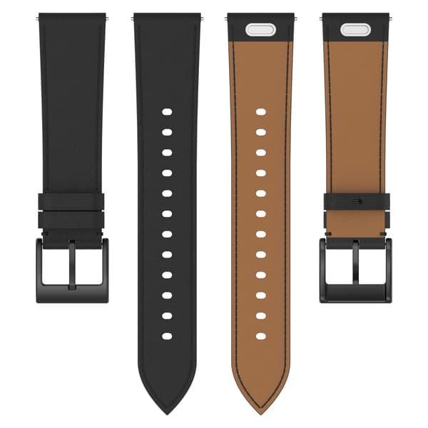 Armbånd i ægte læder til Samsung Watch 4 5 6 7 Sort Black 19