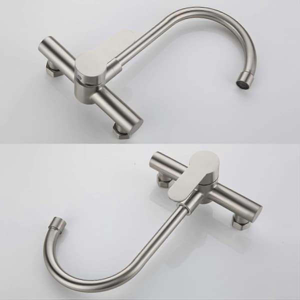 [LLC]Wall Mounted Kitchen Faucet, Brushed Stainless Steel Sink Faucet, Single Handle Kitchen Faucet