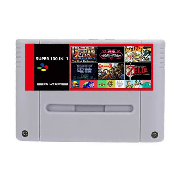Super 130 i 1 Spil Spilkort til SFC 16 Bit Spillekonsol Grey
