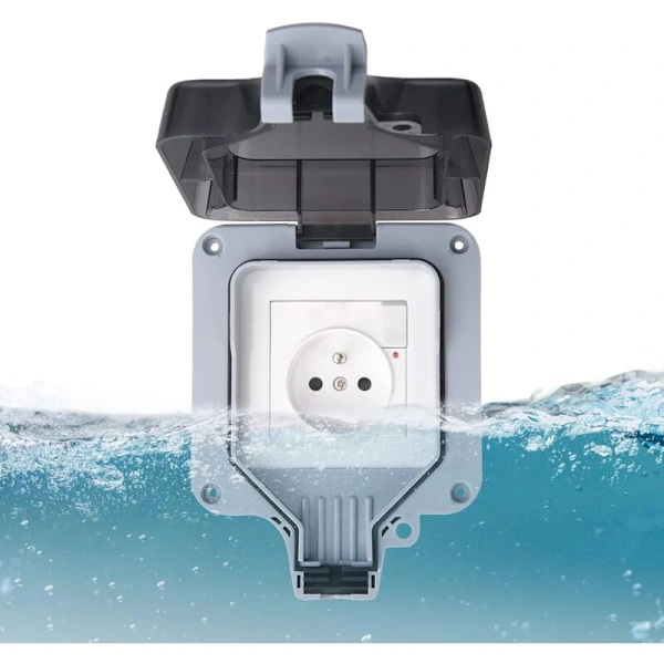 IP66 Waterproof Socket, Wall Mounted Waterproof Socket for Outdoor Use, Dustproof Wall Socket Box for Indoor and Outdoor Use (With Switch, B)