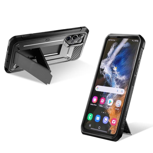 Galaxy S22 Ultra Deksel Stativ Supcase Unicorn Beetle Pro Transparent Black